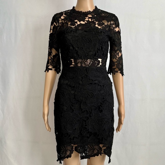 Lulus Black Lace Sheath Dress Holiday Party Dress Size XS - Picture 2 of 12